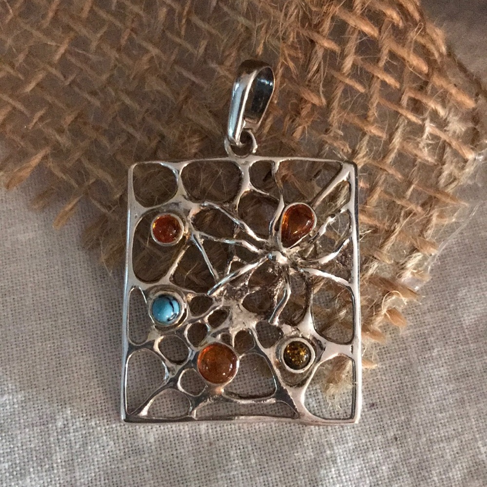 Amber/turquoise pendant